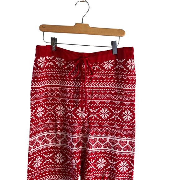 American Eagle Outfitters Cozy Knit Fair Isle Super High Rise Leggings Red XL - Picture 2 of 7